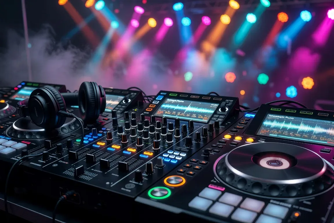 Console de mixage DJ professionnelle lors d'une soirée de mariage