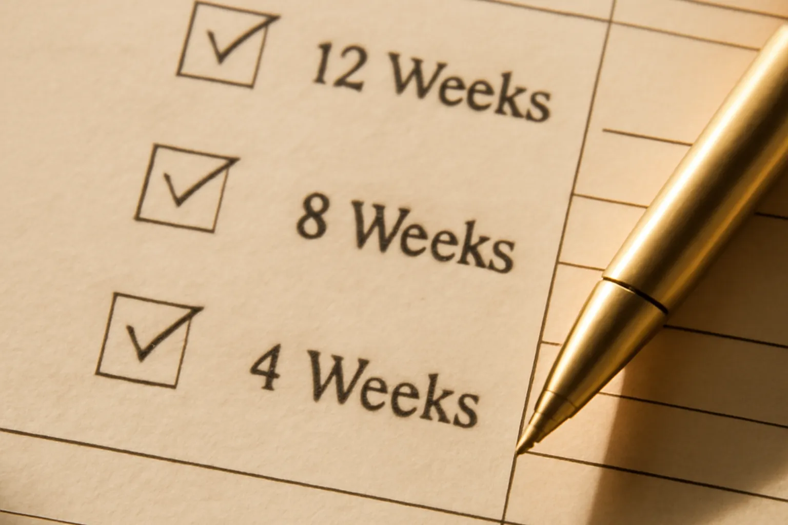 Gros plan sur un agenda de mariage avec tâches et dates cochées