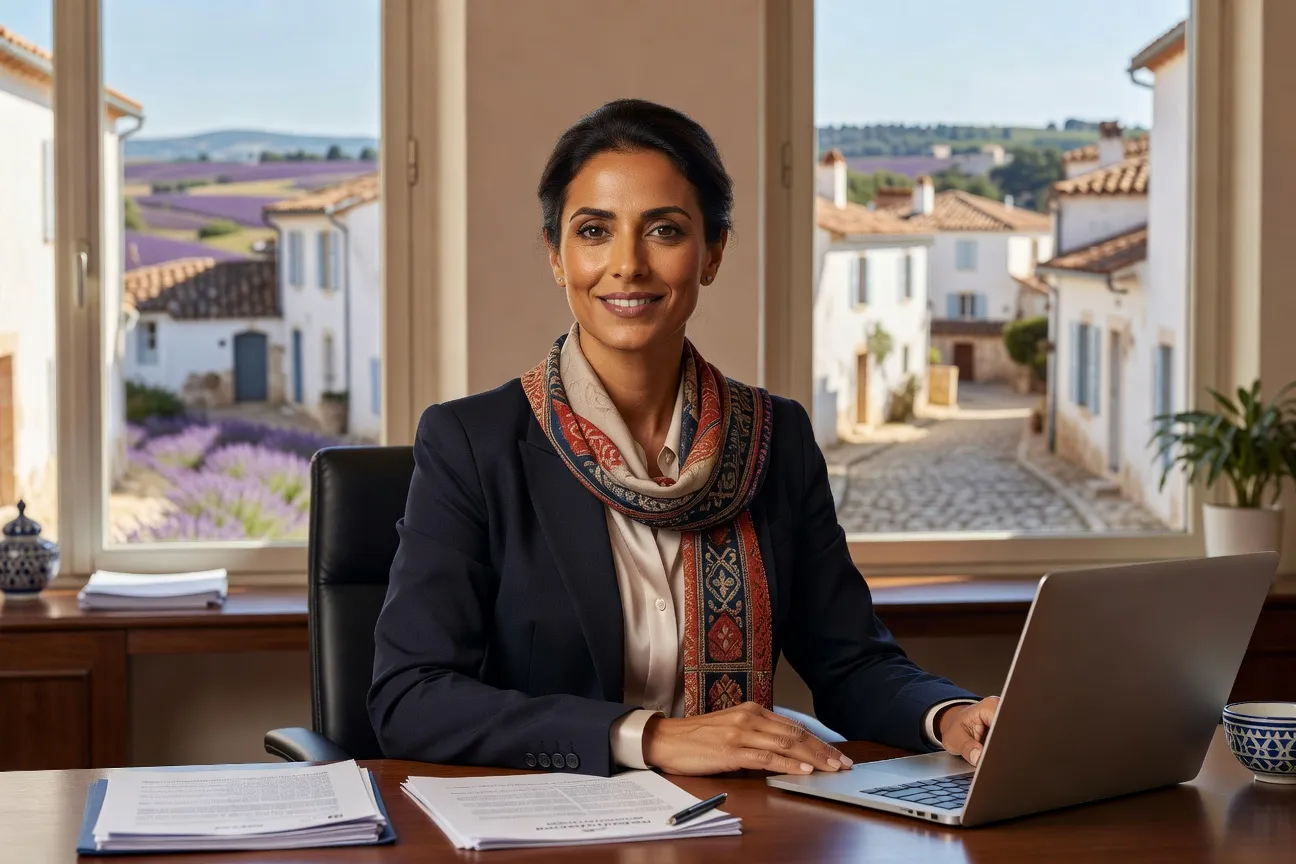 Médiatrice interculturelle franco-marocaine dans son bureau à Montpellier