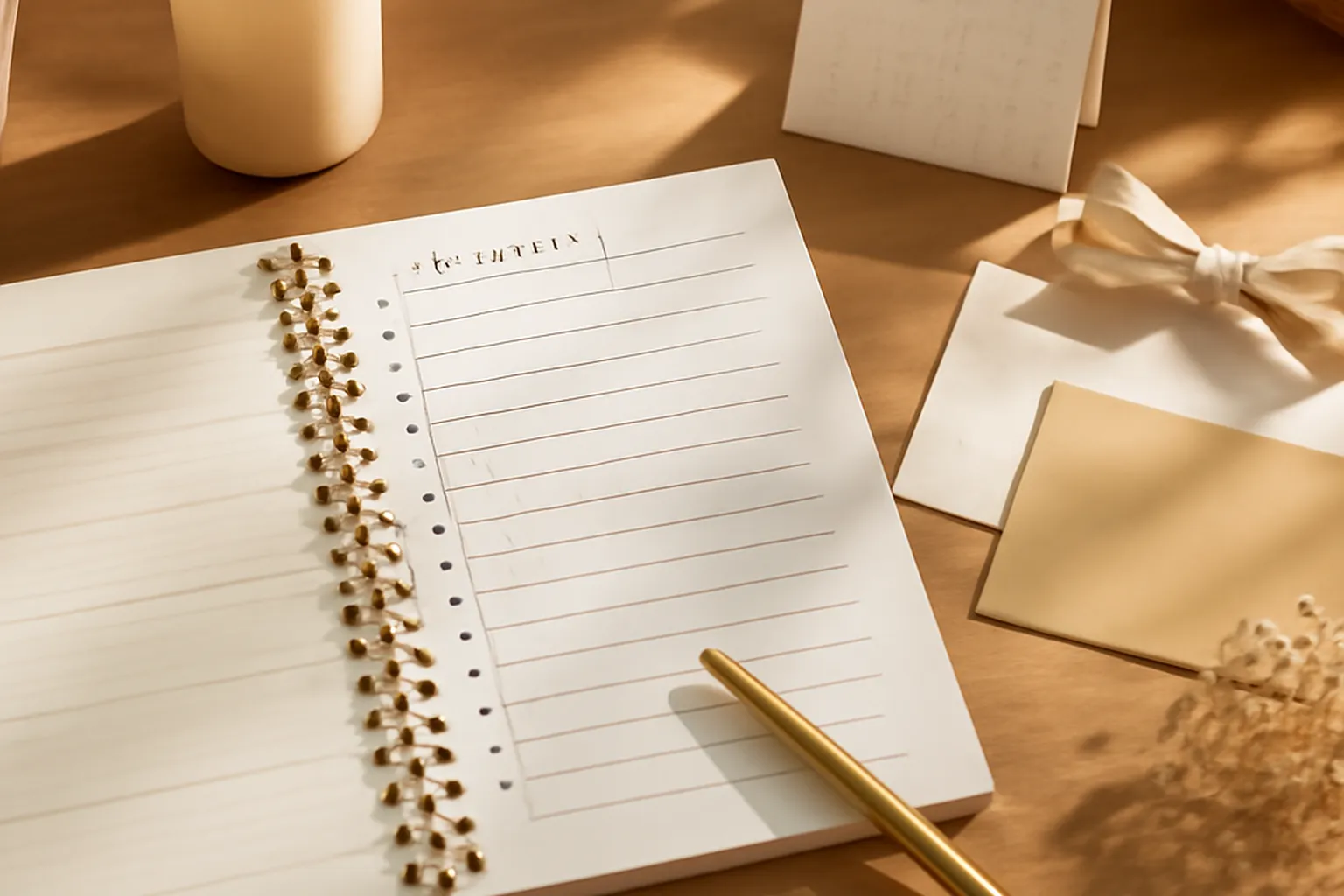 Planning et checklist de mariage sur un bureau avec agenda