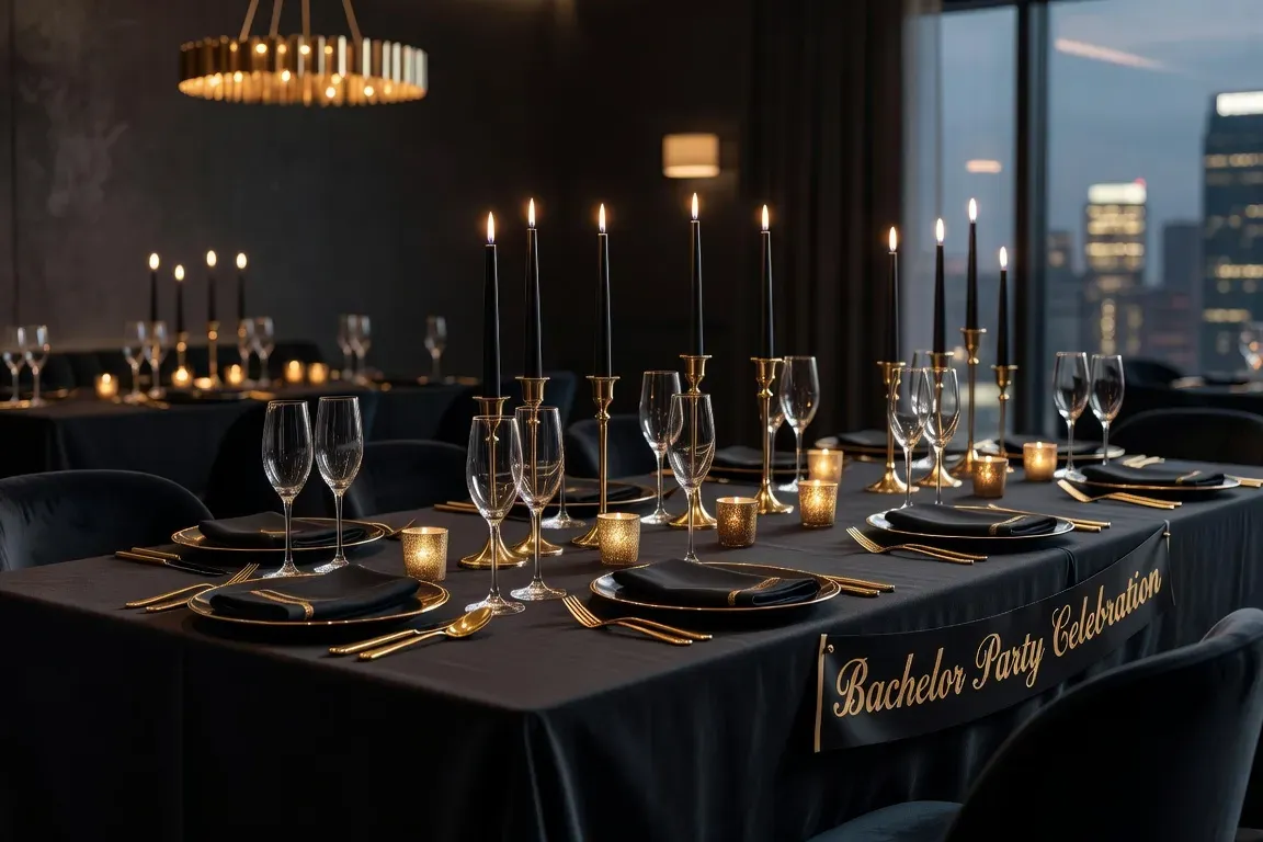Table dressée pour un dîner EVG avec décoration sobre et joyeuse