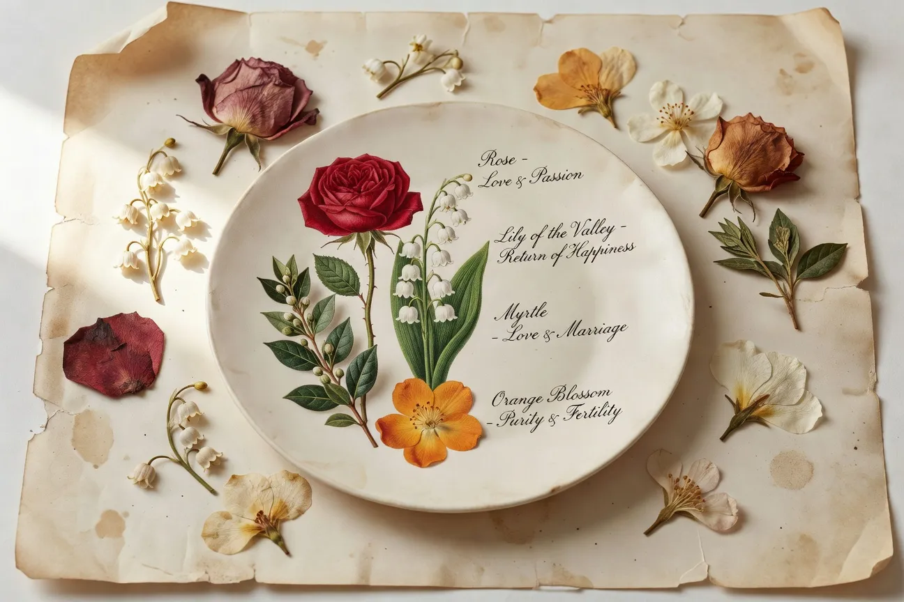 Planche botanique de floriographie victorienne