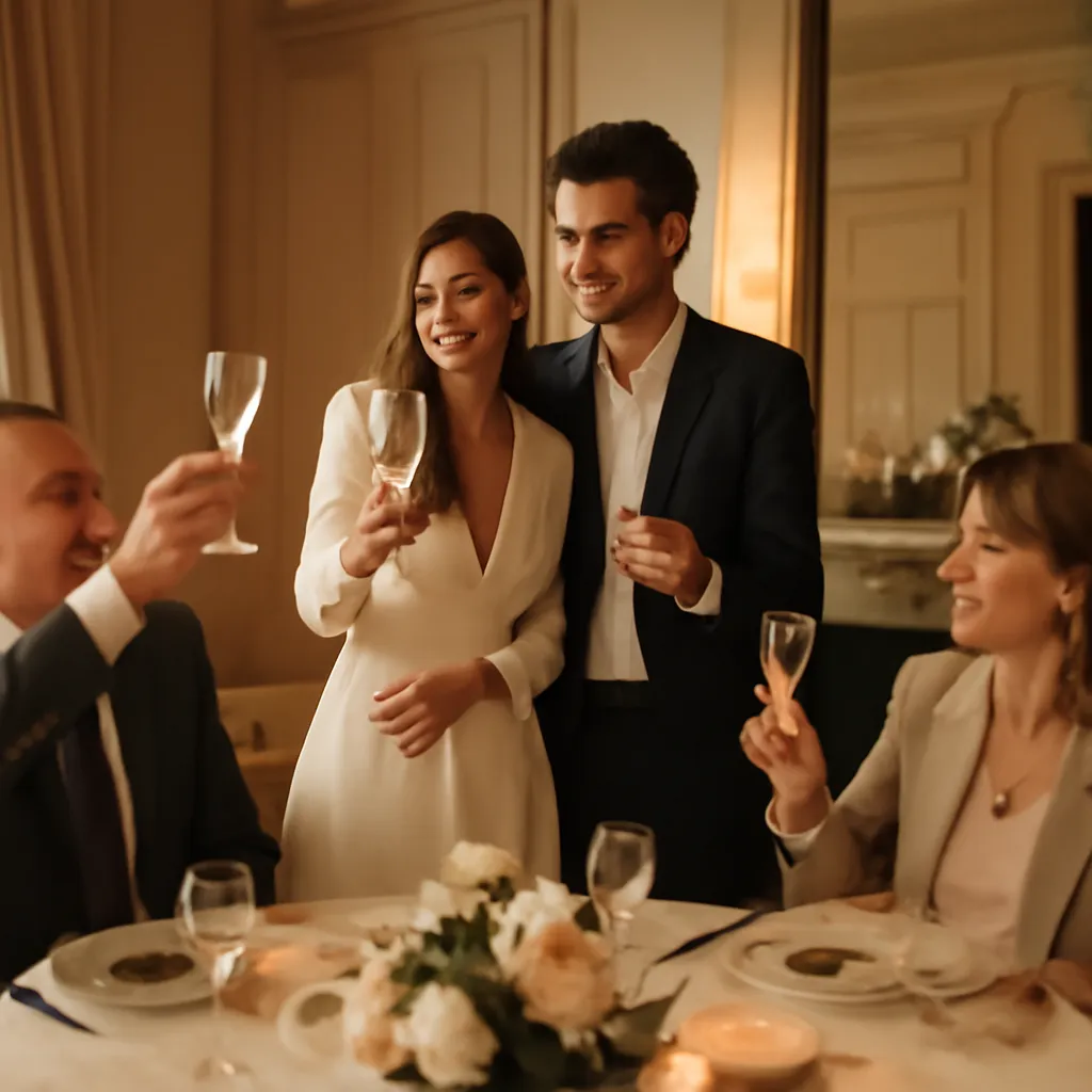 Annonce de fiançailles lors d'un dîner familial