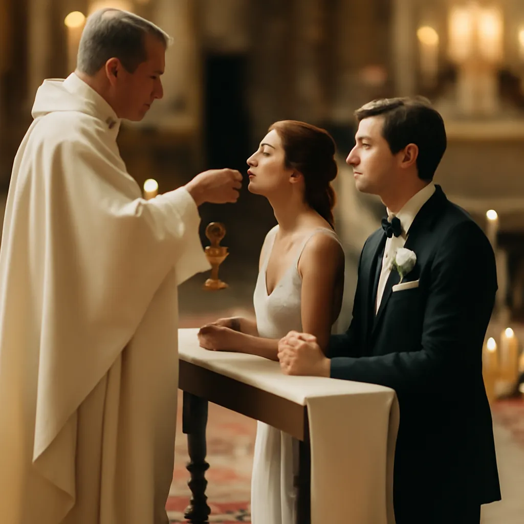 Communion eucharistique à la cérémonie catholique
