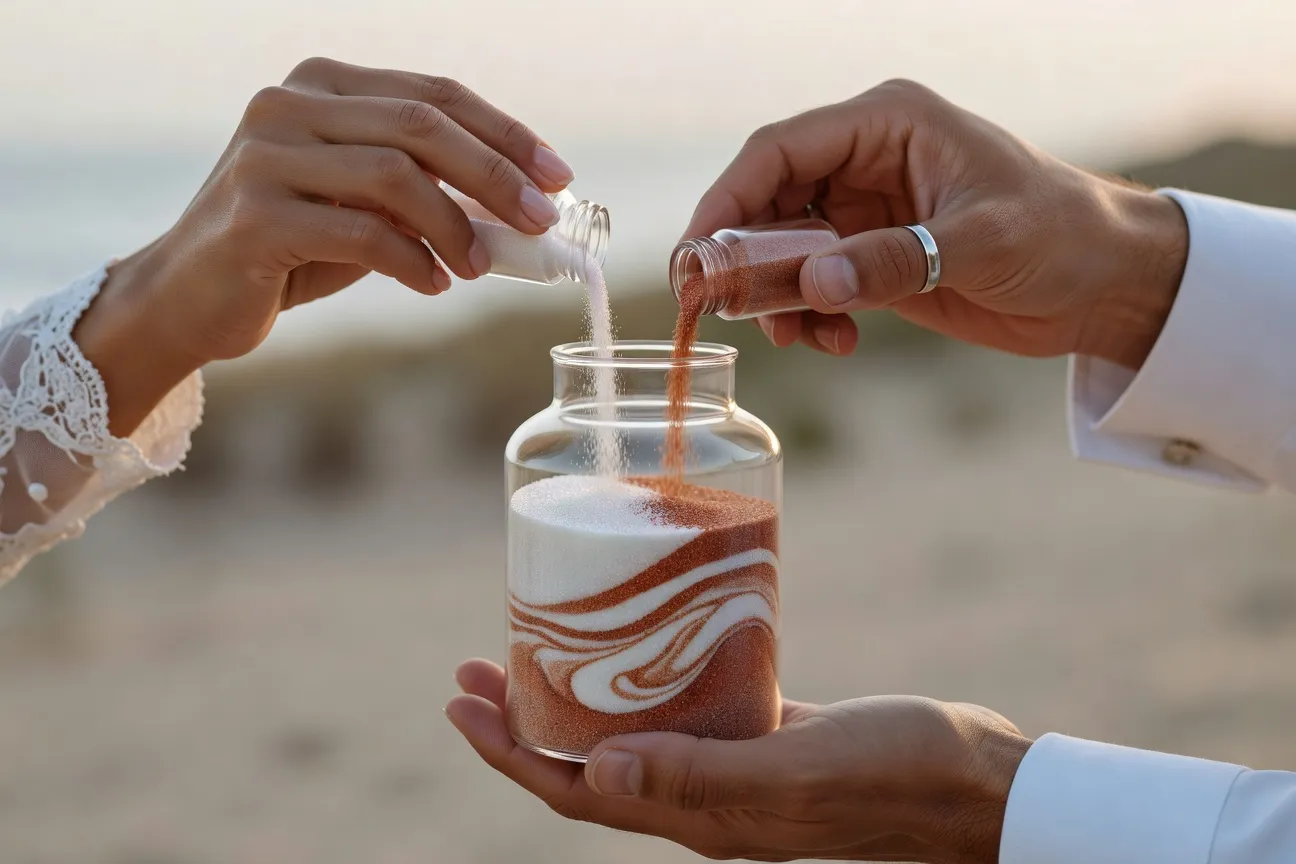 Rite du sable lors d'une cérémonie laïque