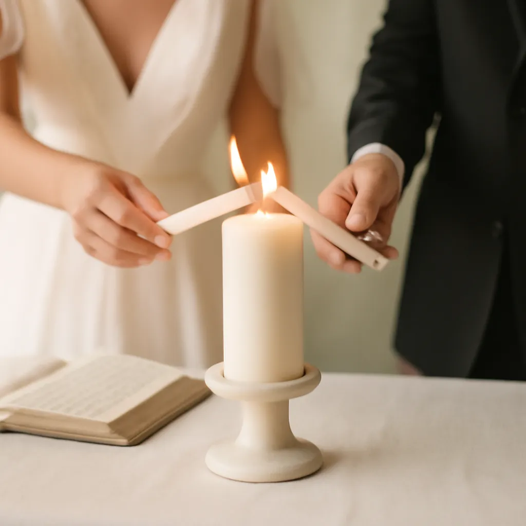 Rite d'unité avec bougies catholique et protestant