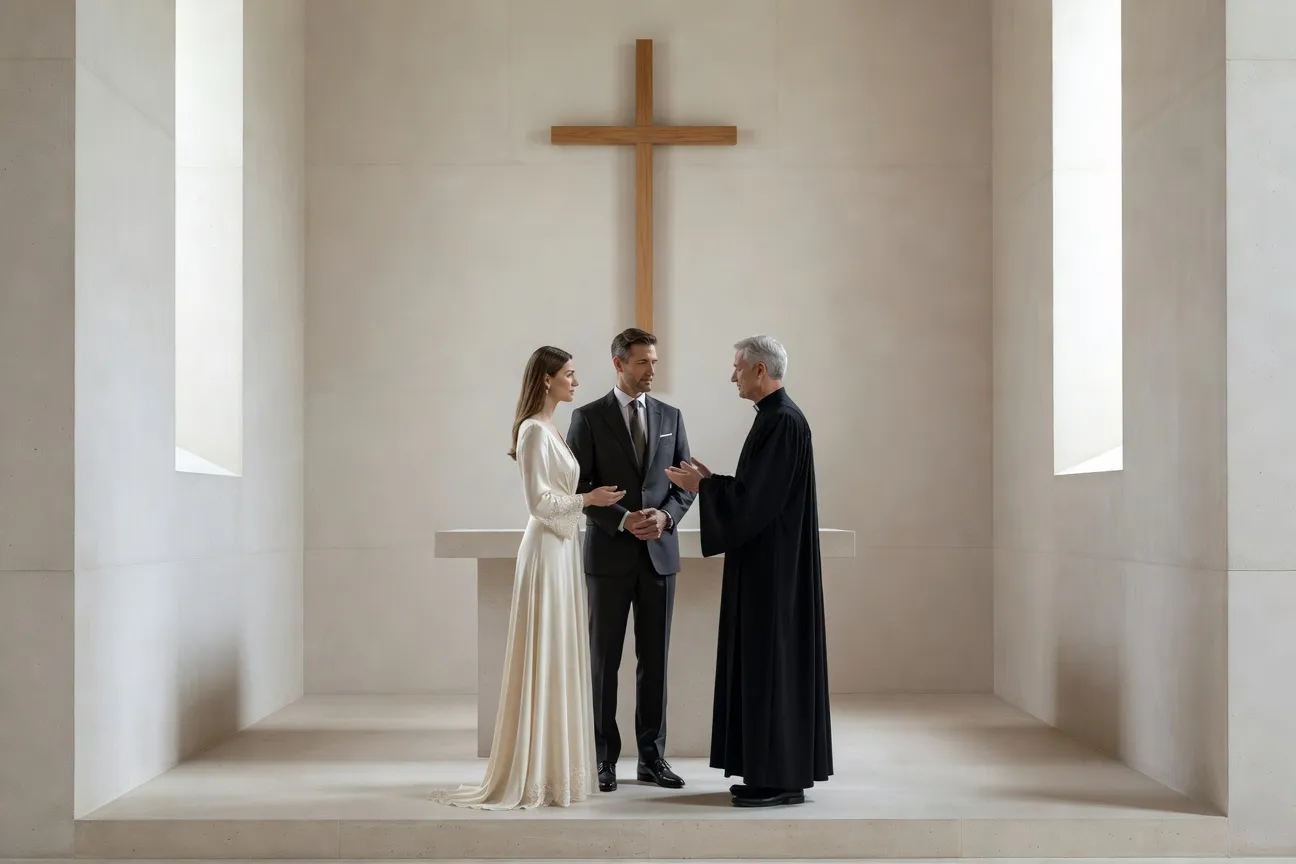 Bénédiction pastorale d'un couple au temple protestant