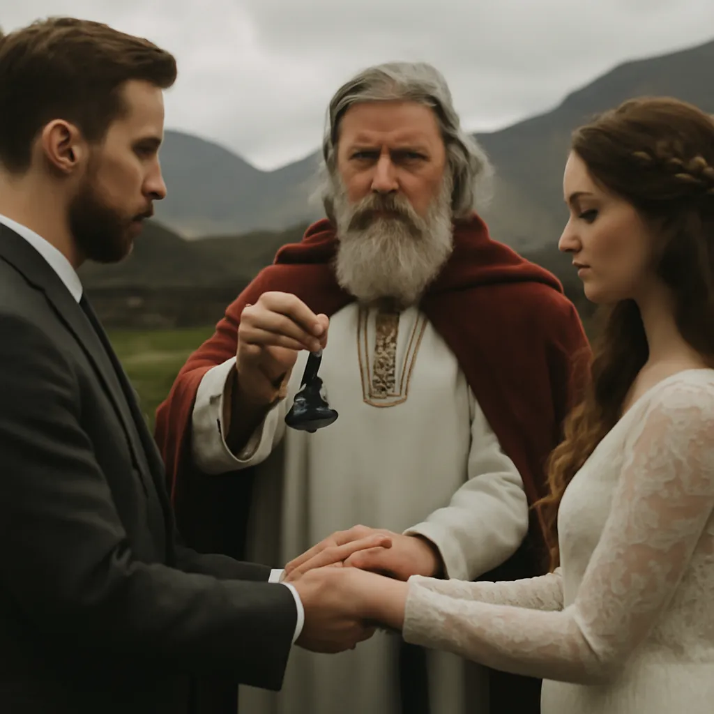 Rite viking avec mjaltir, le marteau de Thor