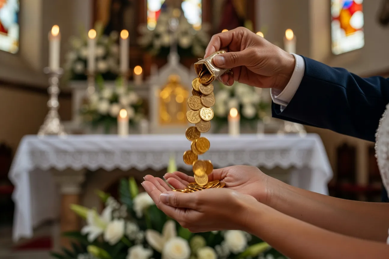 Las arras : treize pièces d'or échangées au Mexique