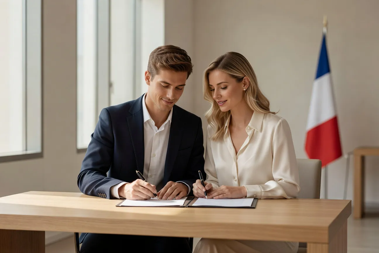 Signature d'un PACS en mairie française