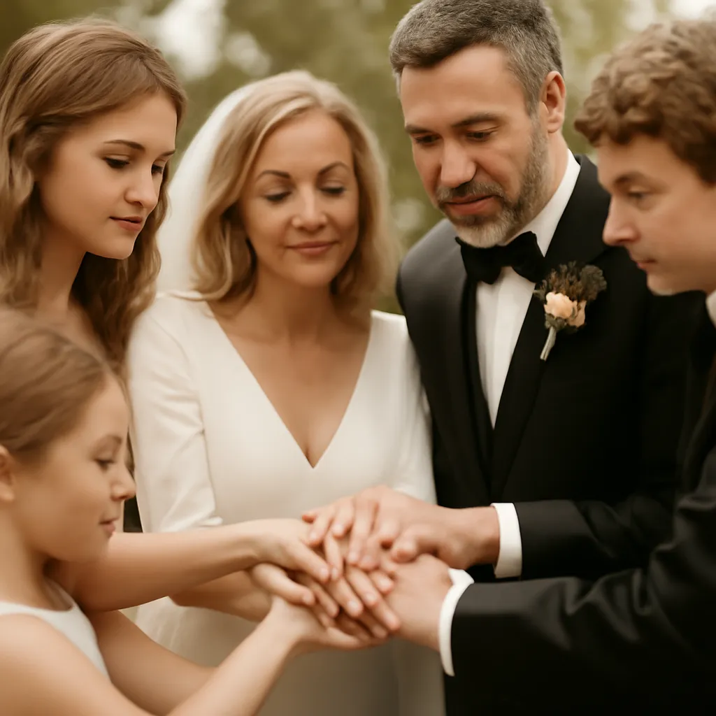 Famille recomposée formant un cercle d'unité