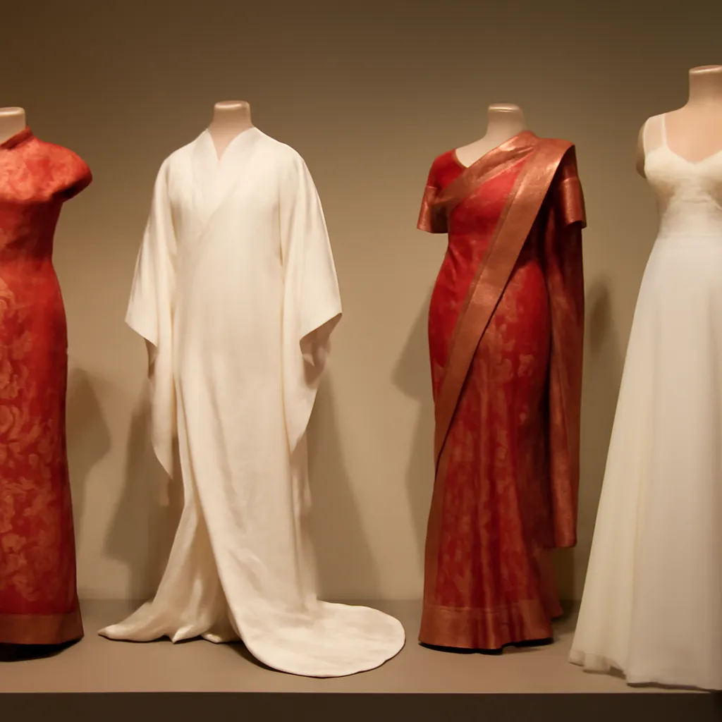 Robes culturelles : qipao, shiromuku, saree, robe occidentale