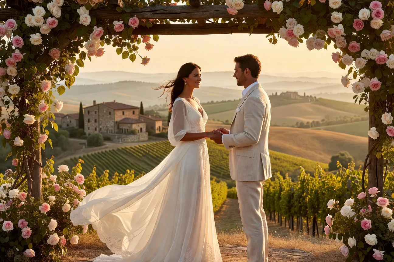 Mariage en Toscane : cérémonie sous une pergola