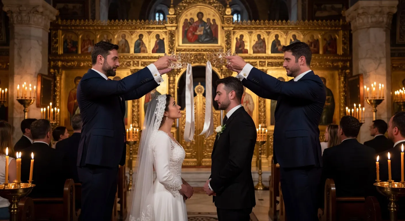 Koumbaros orthodoxes échangeant les couronnes