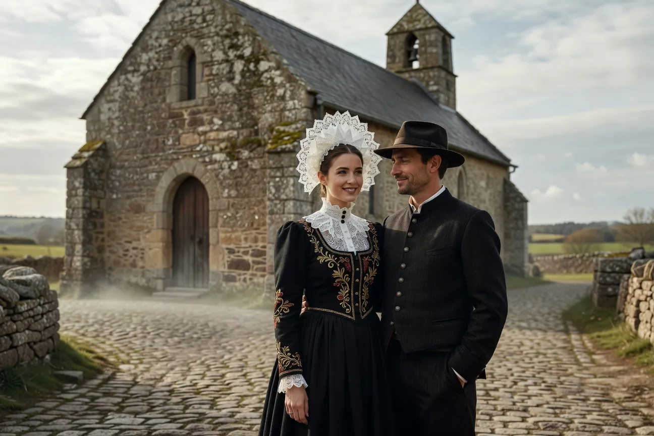 Mariage traditionnel breton avec coiffe bigoudène