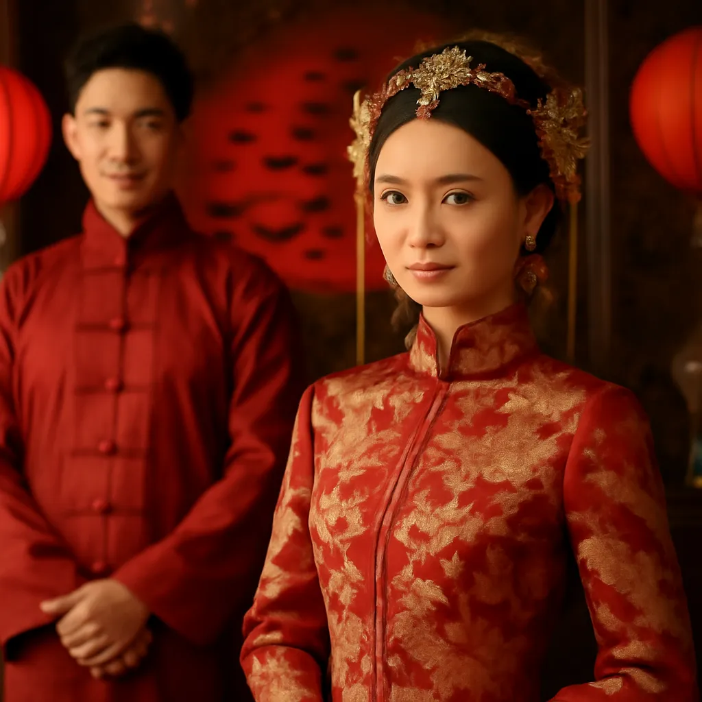 Mariage chinois traditionnel rouge et or