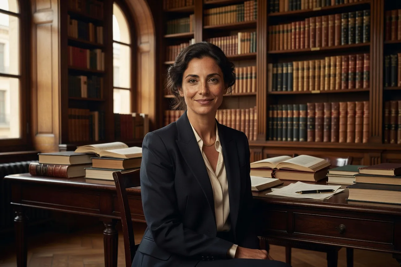 Portrait d'Ana Ferreira, anthropologue franco-portugaise, dans son bureau parisien entouré de livres